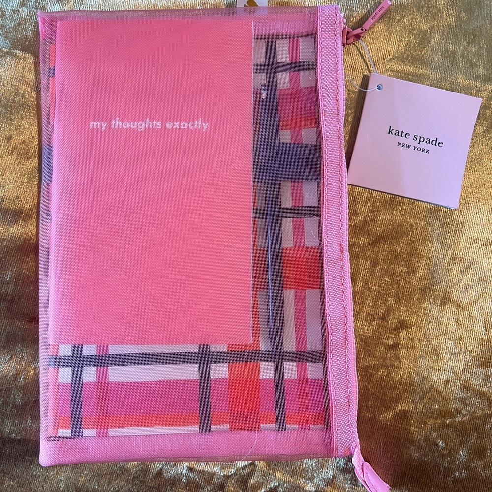 Kate Spade 2 pc journal set with pen and elastic binder and zippered pou…